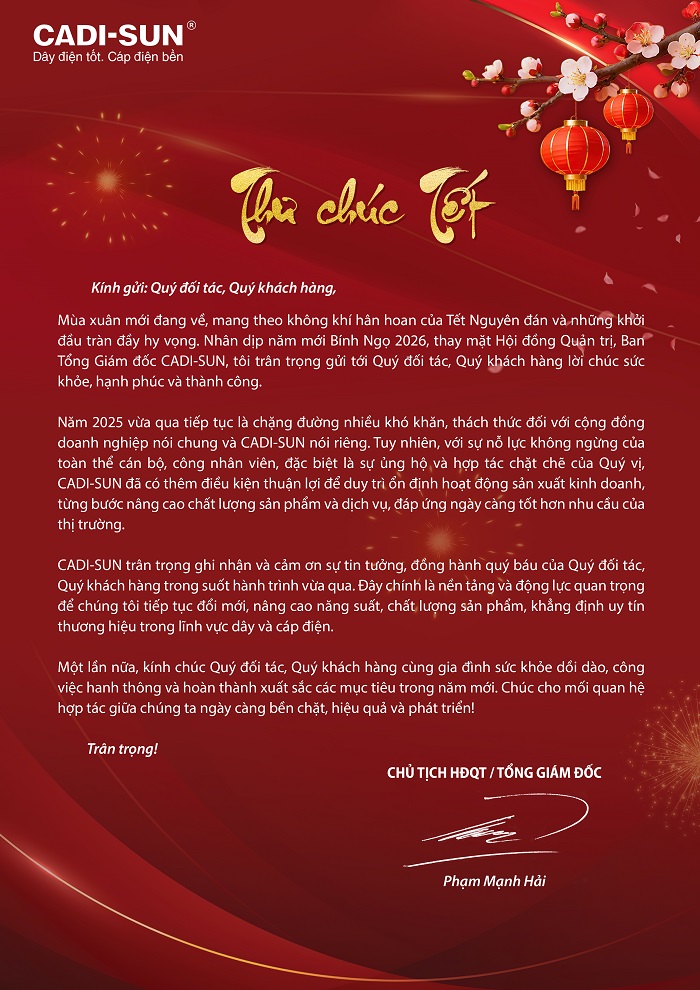 Thư chúc Tết từ CADI-SUN